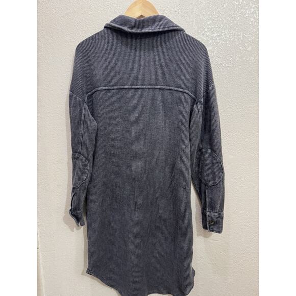 Anthropologie Pilcro Corduroy Relaxed Jacket Shacket Duster Dark Gray Size XS - Picture 3 of 6